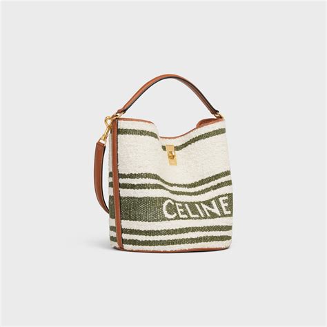 Bucket 16 SOFT Bag in striped textile with celine 